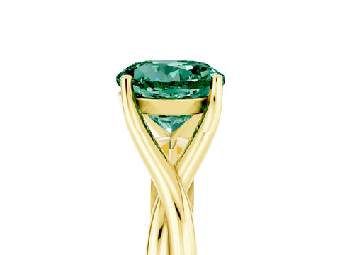 Yellow gold Round Cut Green Sapphire Solitaire Twist Band Prong Setting Ring_64