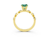Yellow gold Round Cut Green Sapphire Solitaire Twisted Band with Round  Accents and Prong Setting_15