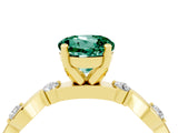Yellow gold Round Cut Green Sapphire Solitaire Twisted Band with Round  Accents and Prong Setting_16