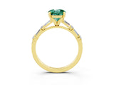 Yellow gold Round Cut Green Sapphire Solitaire with Side Baguettes and Channel Set Band_3