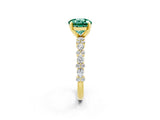 Yellow gold Round Cut Green Sapphire Solitaire with Side Stones, Pave Band, Four-Prong Setting_38