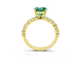 Yellow gold Round Cut Green Sapphire Solitaire with Side Stones, Pave Band, Four-Prong Setting_39