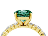 Yellow gold Round Cut Green Sapphire Solitaire with Side Stones, Pave Band, Four-Prong Setting_40