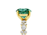 Yellow gold Round Cut Green Sapphire Solitaire with Side Stones, Pave Band, Four-Prong Setting_41