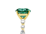 Yellow gold Round Cut Green Sapphire Solitaire with Side Stones on a Pavé Band and Four-Prong Setting_5