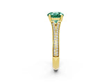 Yellow gold Round Cut Green Sapphire Split Shank Engagement Ring with Pavé Band_2