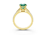 Yellow gold Round Cut Green Sapphire Split Shank Engagement Ring with Pavé Band_3