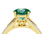 Yellow gold Round Cut Green Sapphire Split Shank Engagement Ring with Pavé Band_4