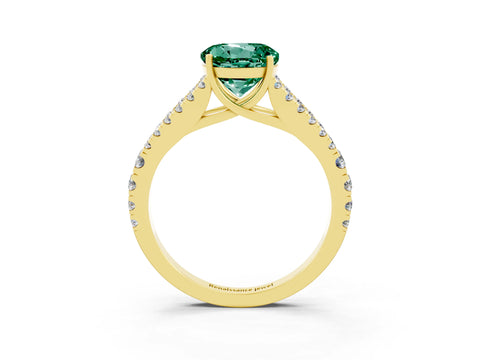 Yellow gold Round Cut Green Sapphire Split Shank Pavé Engagement Ring with Four-Prong Setting_15