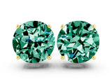 Yellow gold Round Cut Green Sapphire Stud Earrings_24