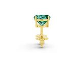 Yellow gold Round Cut Green Sapphire Stud Earrings_26