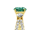 Yellow gold Round Cut Green Sapphire Three-Stone Ring with Pavé Split Shank and Four-Prong Setting_5