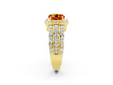 Yellow gold Round Cut Halo Citrine Ring with Split Shank and Four-Prong Setting_2