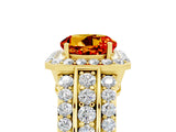 Yellow gold Round Cut Halo Citrine Ring with Split Shank and Four-Prong Setting_5