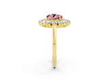 Yellow gold Round Cut Halo Cluster Diamond Ring with Pave Band and Four-Prong Setting_11