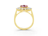 Yellow gold Round Cut Halo Cluster Diamond Ring with Pave Band and Four-Prong Setting_12