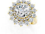 Yellow gold Round Cut Halo Cluster Diamond Ring with Pave Band and Four-Prong Setting_13