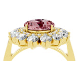Yellow gold Round Cut Halo Cluster Diamond Ring with Pave Band and Four-Prong Setting_13