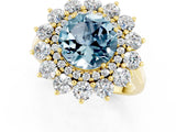 Yellow gold Round Cut Halo Cluster Diamond Ring with Pave Band and Four-Prong Setting_13