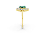 Yellow gold Round Cut Halo Cluster Diamond Ring with Pave Band and Four-Prong Setting_14