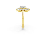 Yellow gold Round Cut Halo Cluster Diamond Ring with Pave Band and Four-Prong Setting_14