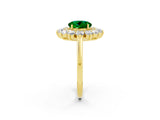 Yellow gold Round Cut Halo Cluster Diamond Ring with Pave Band and Four-Prong Setting_14