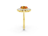 Yellow gold Round Cut Halo Cluster Diamond Ring with Pave Band and Four-Prong Setting_14
