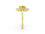 Yellow gold Round Cut Halo Cluster Diamond Ring with Pave Band and Four-Prong Setting_14