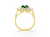 Yellow gold Round Cut Halo Cluster Diamond Ring with Pave Band and Four-Prong Setting_15