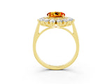 Yellow gold Round Cut Halo Cluster Diamond Ring with Pave Band and Four-Prong Setting_15