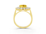 Yellow gold Round Cut Halo Cluster Diamond Ring with Pave Band and Four-Prong Setting_15
