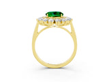 Yellow gold Round Cut Halo Cluster Diamond Ring with Pave Band and Four-Prong Setting_15