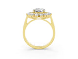 Yellow gold Round Cut Halo Cluster Diamond Ring with Pave Band and Four-Prong Setting_15