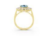 Yellow gold Round Cut Halo Cluster Diamond Ring with Pave Band and Four-Prong Setting_15