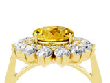 Yellow gold Round Cut Halo Cluster Diamond Ring with Pave Band and Four-Prong Setting_16