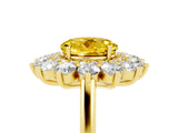Yellow gold Round Cut Halo Cluster Diamond Ring with Pave Band and Four-Prong Setting_17