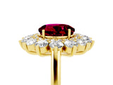 Yellow gold Round Cut Halo Cluster Diamond Ring with Pave Band and Four-Prong Setting_17