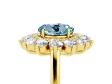 Yellow gold Round Cut Halo Cluster Diamond Ring with Pave Band and Four-Prong Setting_17