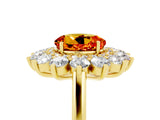Yellow gold Round Cut Halo Cluster Diamond Ring with Pave Band and Four-Prong Setting_17