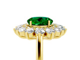 Yellow gold Round Cut Halo Cluster Diamond Ring with Pave Band and Four-Prong Setting_17
