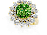 Yellow gold Round Cut Halo Cluster Diamond Ring with Pave Band and Four-Prong Setting_1