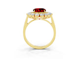 Yellow gold Round Cut Halo Cluster Diamond Ring with Pave Band and Four-Prong Setting_23