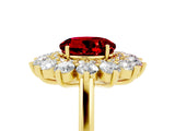 Yellow gold Round Cut Halo Cluster Diamond Ring with Pave Band and Four-Prong Setting_25