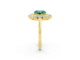 Yellow gold Round Cut Halo Cluster Diamond Ring with Pave Band and Four-Prong Setting_26