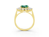 Yellow gold Round Cut Halo Cluster Diamond Ring with Pave Band and Four-Prong Setting_27