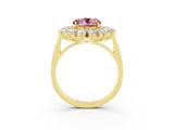Yellow gold Round Cut Halo Cluster Diamond Ring with Pave Band and Four-Prong Setting_27