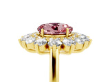 Yellow gold Round Cut Halo Cluster Diamond Ring with Pave Band and Four-Prong Setting_29