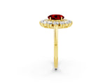 Yellow gold Round Cut Halo Cluster Diamond Ring with Pave Band and Four-Prong Setting_30