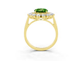 Yellow gold Round Cut Halo Cluster Diamond Ring with Pave Band and Four-Prong Setting_3