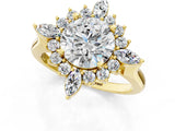 Yellow gold Round Cut Halo Diamond Cluster Ring with Marquise and Round Stones on a White Gold Band with Prong Setting_10